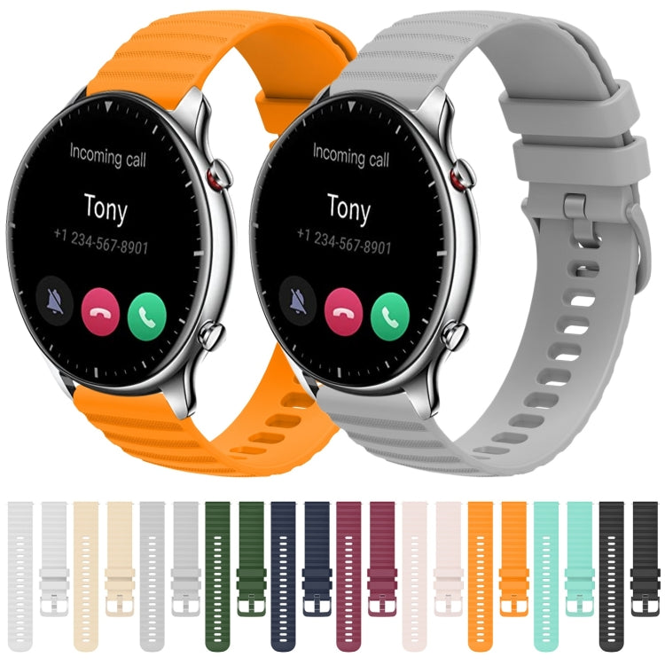 22mm Wavy Dotted Solid-Color Silicone Watch Band, For Amazfit GTR 2, For Amazfit 3 Stratos