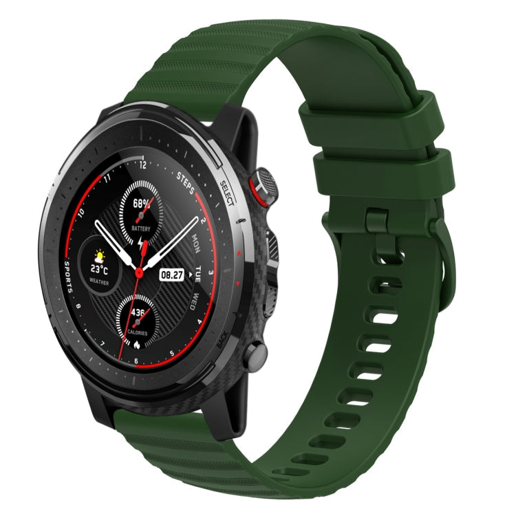 22mm Wavy Dotted Solid-Color Silicone Watch Band, For Amazfit GTR 2, For Amazfit 3 Stratos