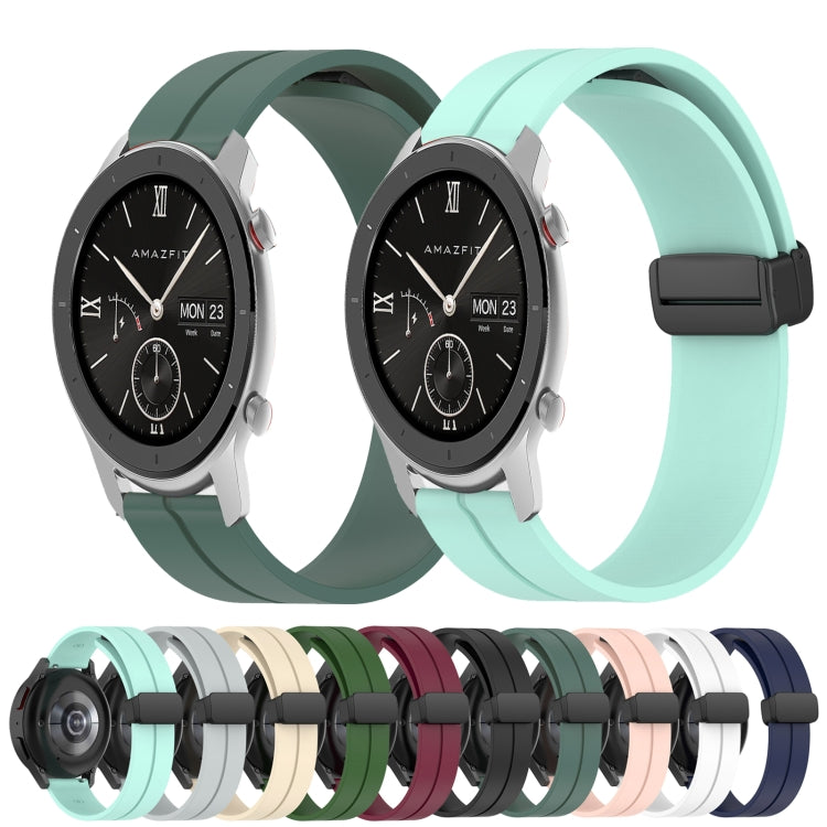 20mm Solid Color Magnetic Clasp Silicone Watch Band, For Amazfit GTR 42mm, For Amazfit Pop Pro