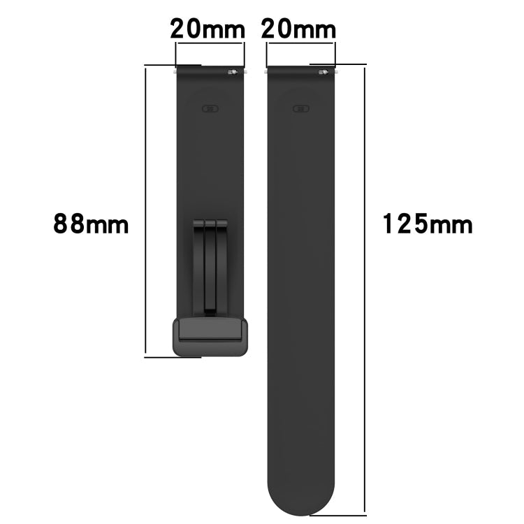 20mm Solid Color Magnetic Clasp Silicone Watch Band, For Amazfit GTR 42mm, For Amazfit Pop Pro