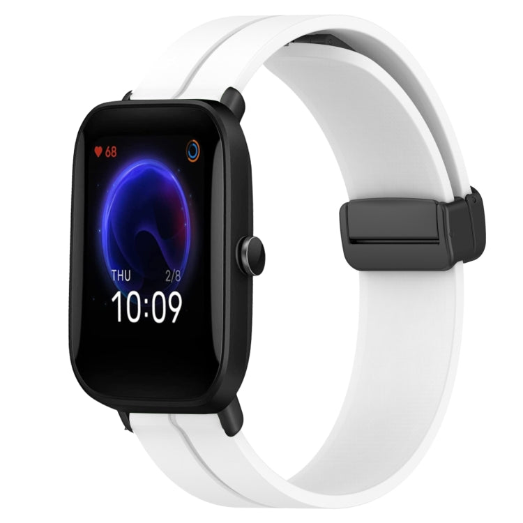 20mm Solid Color Magnetic Clasp Silicone Watch Band, For Amazfit Pop