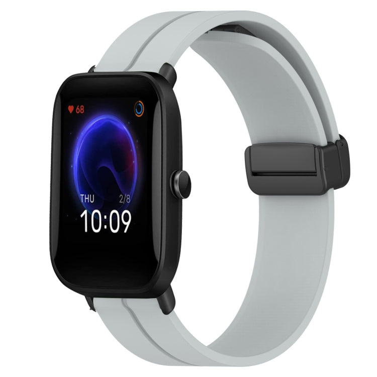 20mm Solid Color Magnetic Clasp Silicone Watch Band, For Amazfit Pop