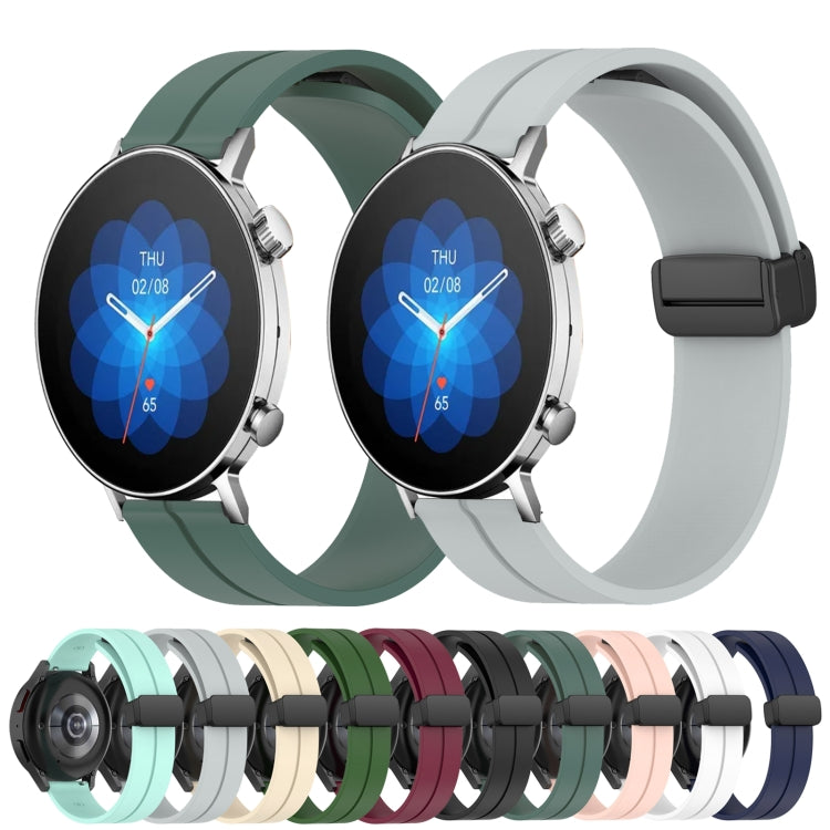 22mm Solid Color Magnetic Clasp Silicone Watch Band, For Amazfit GTR 3 Pro, For Amazfit GTR 2e