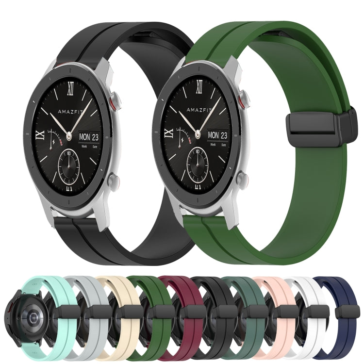 22mm Solid Color Magnetic Clasp Silicone Watch Band, For Amazfit GTR 47mm