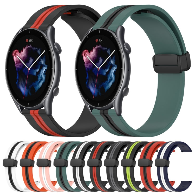 22mm Folding Magnetic Clasp Silicone Watch Band, For Amazfit GTR 3 Pro, For Amazfit GTR 2e