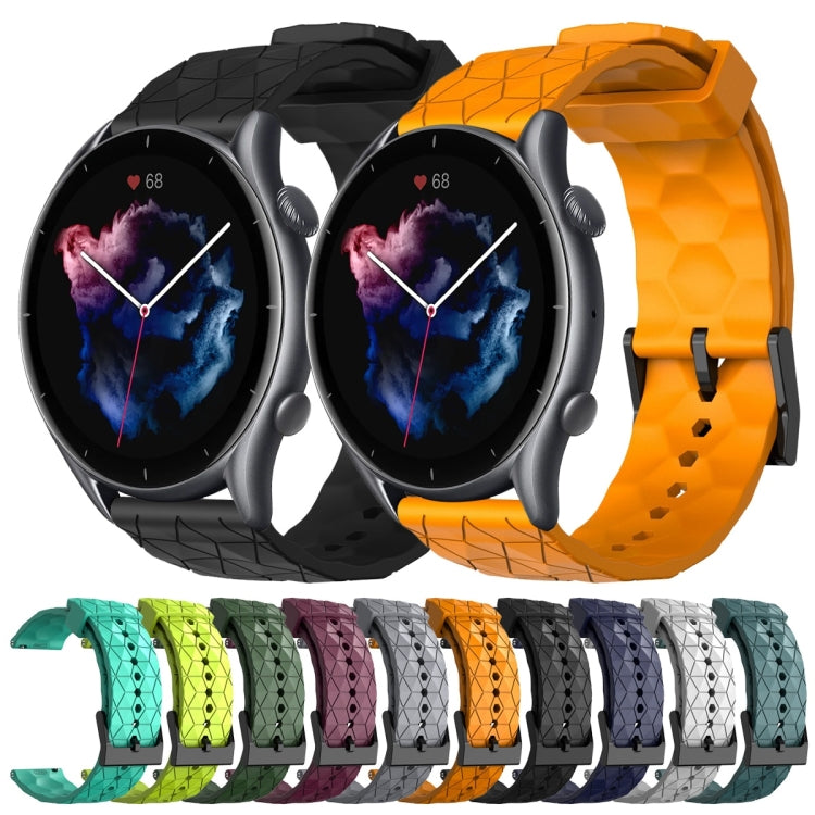 22mm Football Pattern Solid Color Silicone Watch Band, For Amazfit GTR 3 Pro, For Amazfit GTR 2e