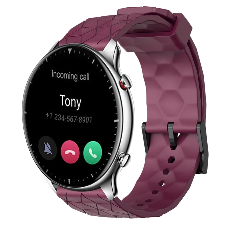 22mm Football Pattern Solid Color Silicone Watch Band, For Amazfit GTR 2, For Amazfit 3