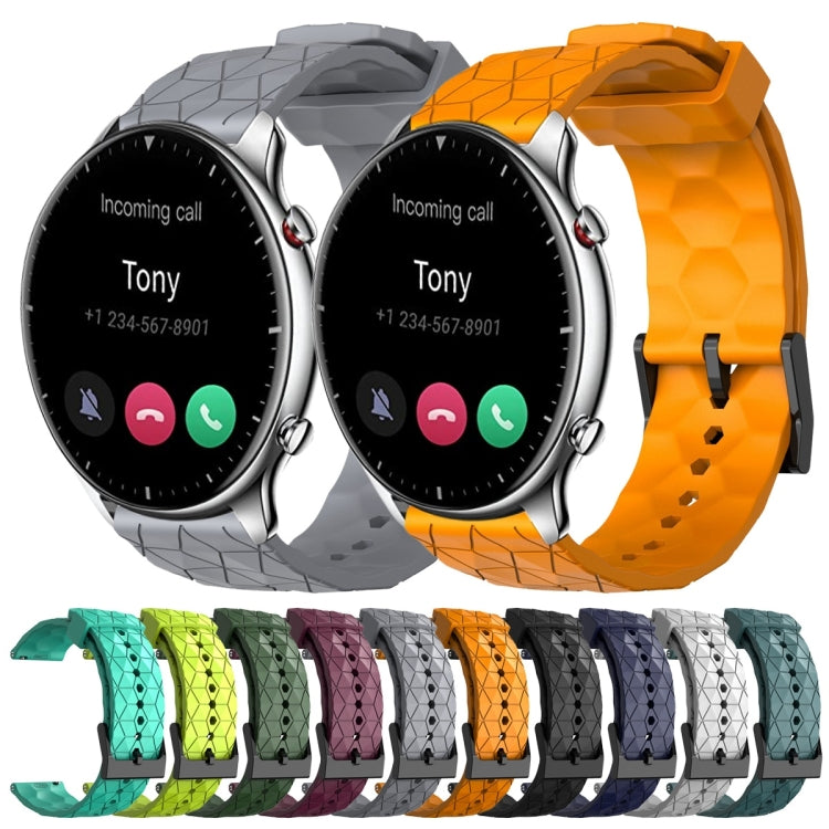 22mm Football Pattern Solid Color Silicone Watch Band, For Amazfit GTR 2, For Amazfit 3