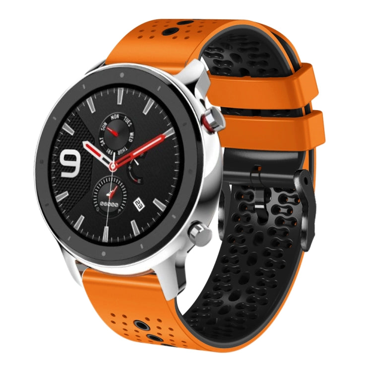 22mm Perforated Two-Color Silicone Watch Band, For Amazfit GTR 4, For Amazfit GTR 4 Pro