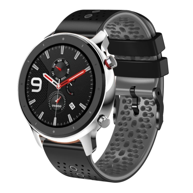 22mm Perforated Two-Color Silicone Watch Band, For Amazfit GTR 4, For Amazfit GTR 4 Pro
