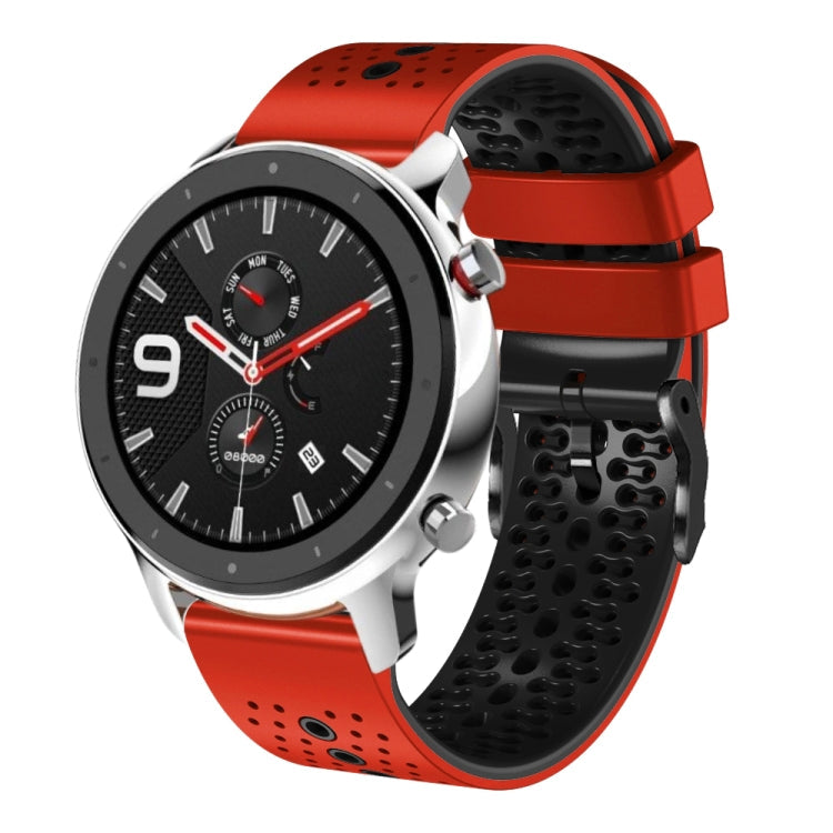 22mm Perforated Two-Color Silicone Watch Band, For Amazfit GTR 4, For Amazfit GTR 4 Pro