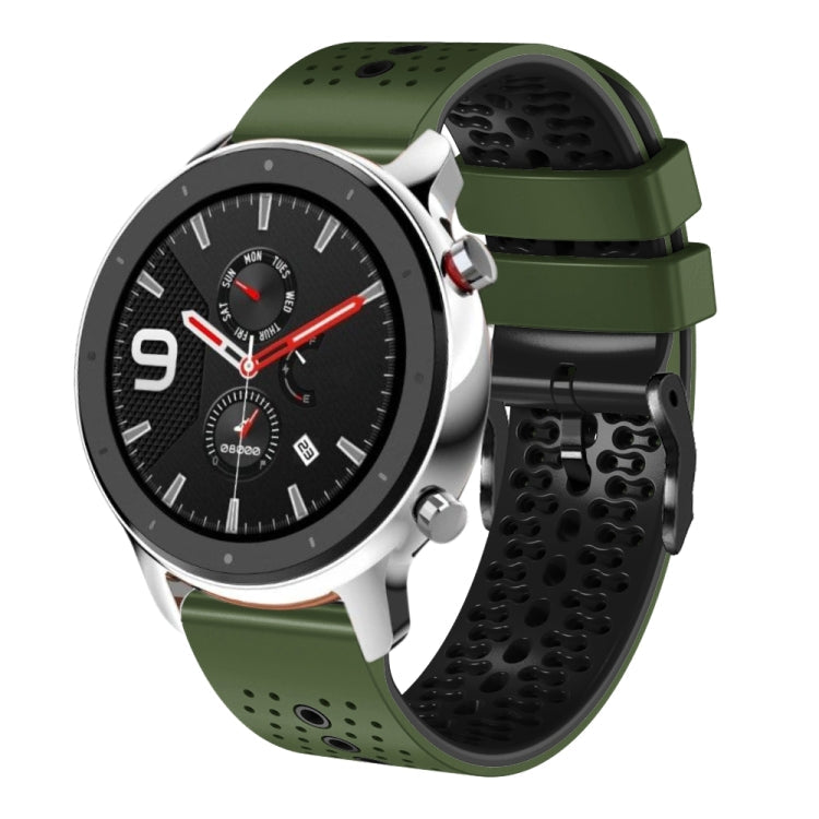 22mm Perforated Two-Color Silicone Watch Band, For Amazfit GTR 4, For Amazfit GTR 4 Pro