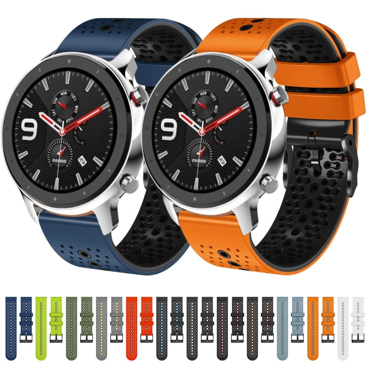 22mm Perforated Two-Color Silicone Watch Band, For Amazfit GTR 4, For Amazfit GTR 4 Pro