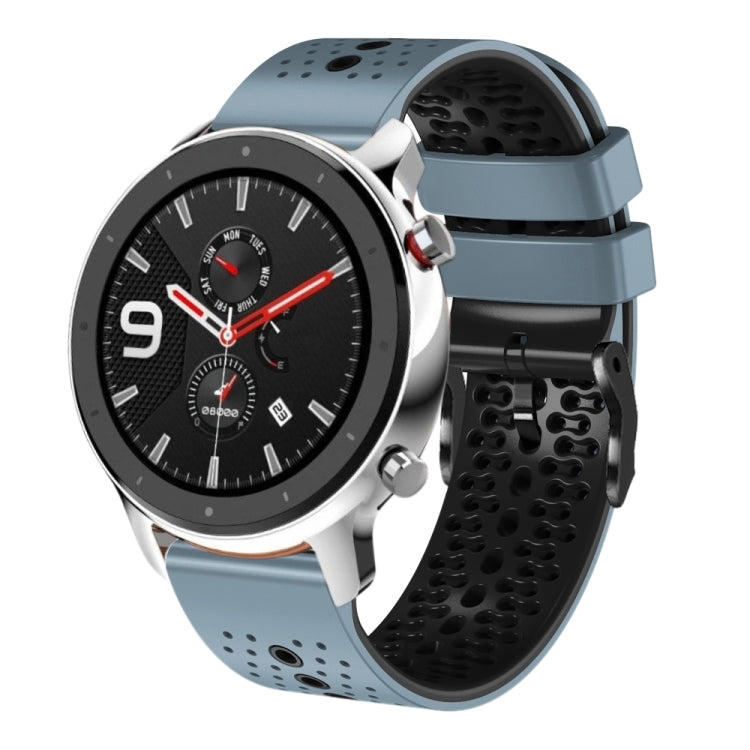 22mm Perforated Two-Color Silicone Watch Band, For Amazfit GTR 4, For Amazfit GTR 4 Pro