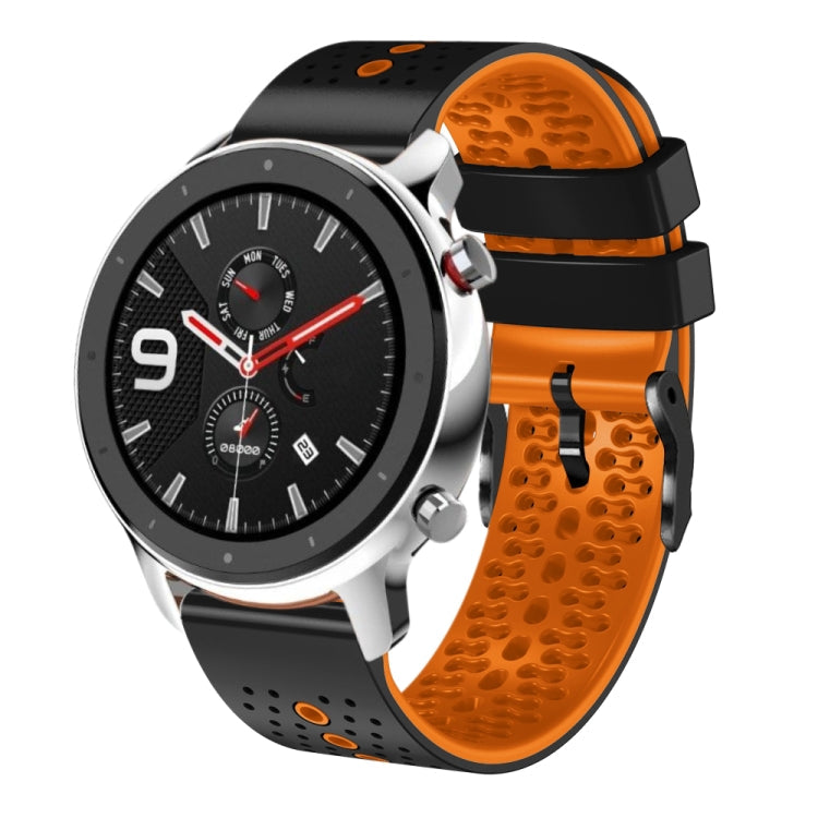 22mm Perforated Two-Color Silicone Watch Band, For Amazfit GTR 4, For Amazfit GTR 4 Pro