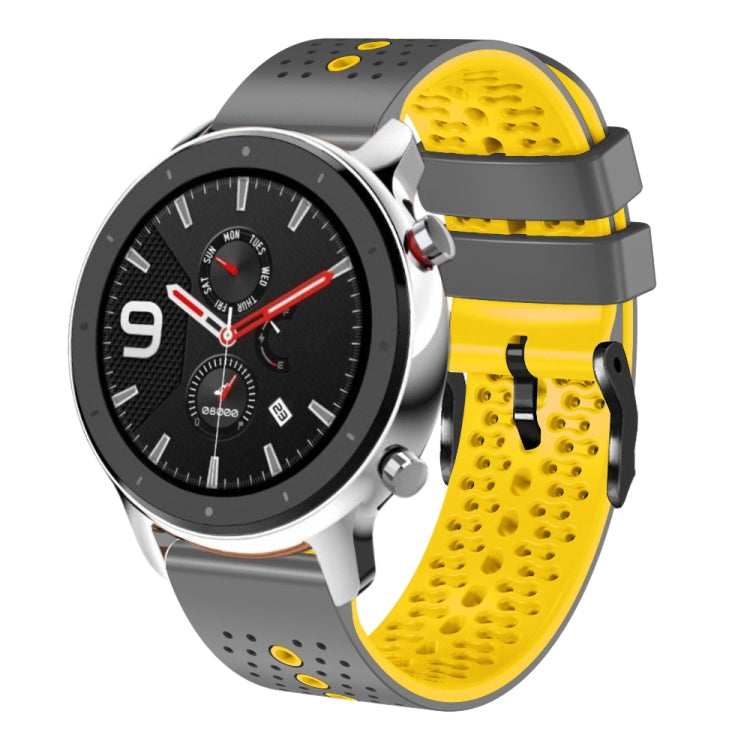 22mm Perforated Two-Color Silicone Watch Band, For Amazfit GTR 4, For Amazfit GTR 4 Pro