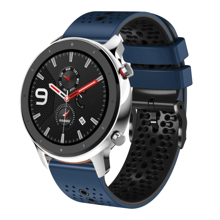 22mm Perforated Two-Color Silicone Watch Band, For Amazfit GTR 4, For Amazfit GTR 4 Pro