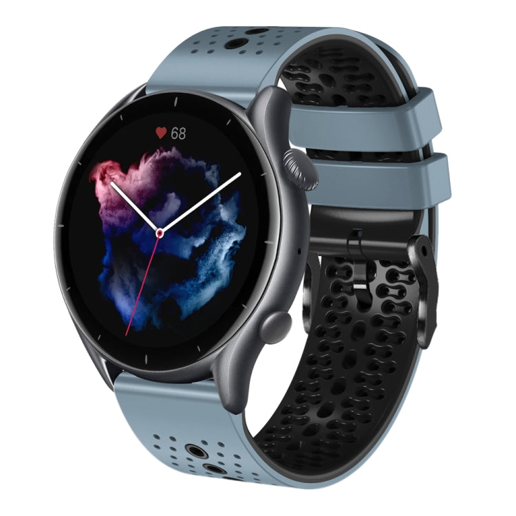 22mm Perforated Two-Color Silicone Watch Band, For Amazfit GTR 3, For Amazfit GTR 3 Pro