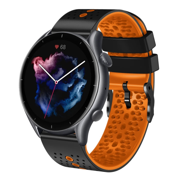 22mm Perforated Two-Color Silicone Watch Band, For Amazfit GTR 3, For Amazfit GTR 3 Pro