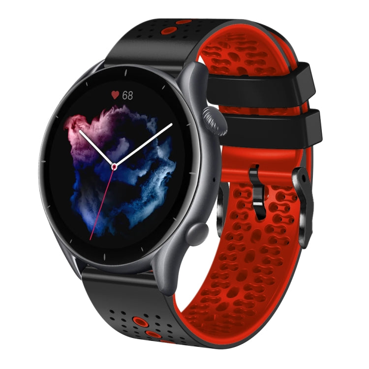 22mm Perforated Two-Color Silicone Watch Band, For Amazfit GTR 3, For Amazfit GTR 3 Pro