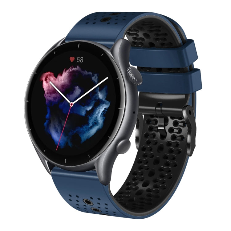22mm Perforated Two-Color Silicone Watch Band, For Amazfit GTR 3, For Amazfit GTR 3 Pro