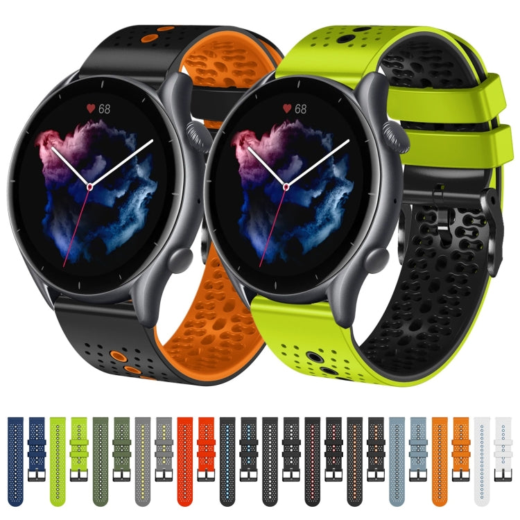 22mm Perforated Two-Color Silicone Watch Band, For Amazfit GTR 3, For Amazfit GTR 3 Pro