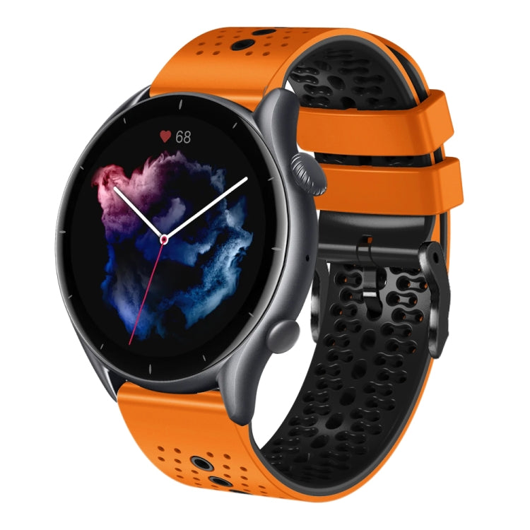 22mm Perforated Two-Color Silicone Watch Band, For Amazfit GTR 3, For Amazfit GTR 3 Pro