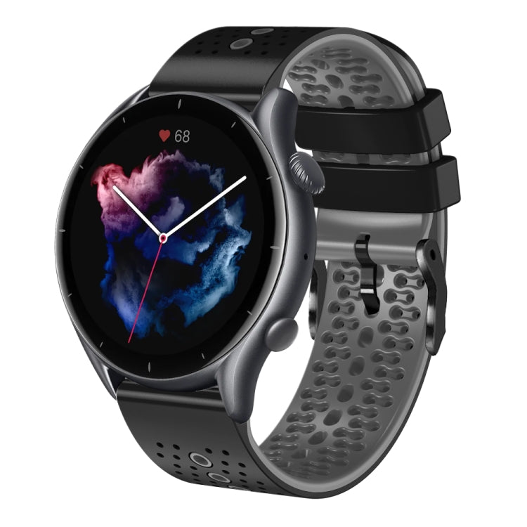 22mm Perforated Two-Color Silicone Watch Band, For Amazfit GTR 3, For Amazfit GTR 3 Pro