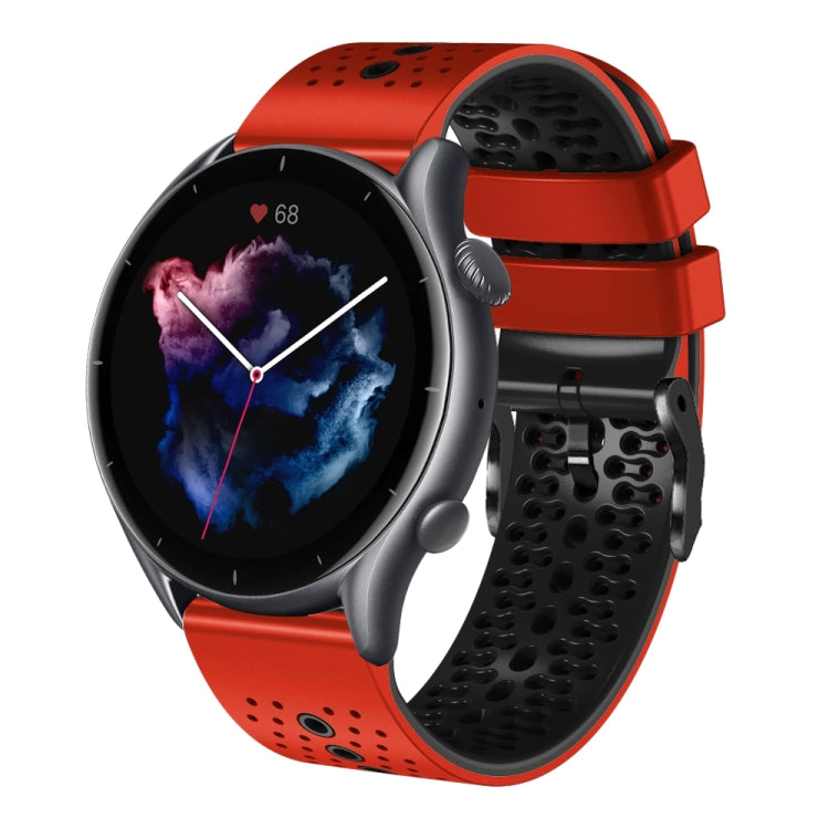 22mm Perforated Two-Color Silicone Watch Band, For Amazfit GTR 3, For Amazfit GTR 3 Pro