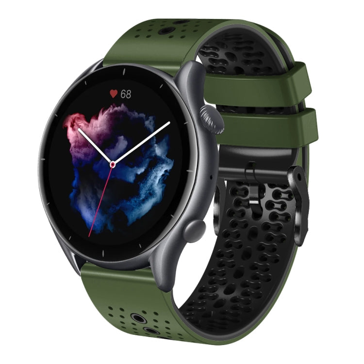22mm Perforated Two-Color Silicone Watch Band, For Amazfit GTR 3, For Amazfit GTR 3 Pro