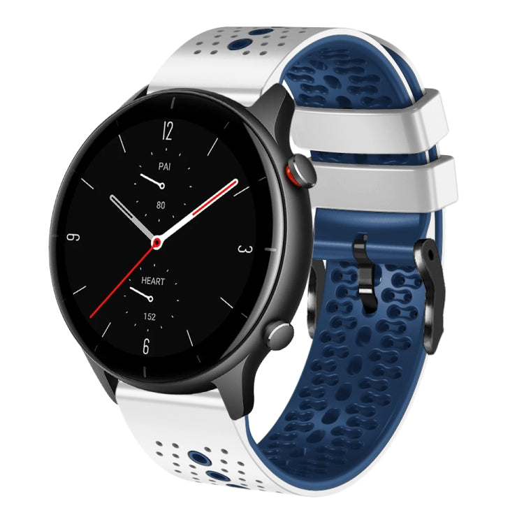 22mm Perforated Two-Color Silicone Watch Band, For Amazfit GTR 2e, For Amazfit GTR 2