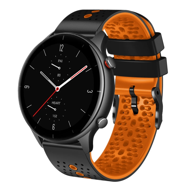 22mm Perforated Two-Color Silicone Watch Band, For Amazfit GTR 2e, For Amazfit GTR 2