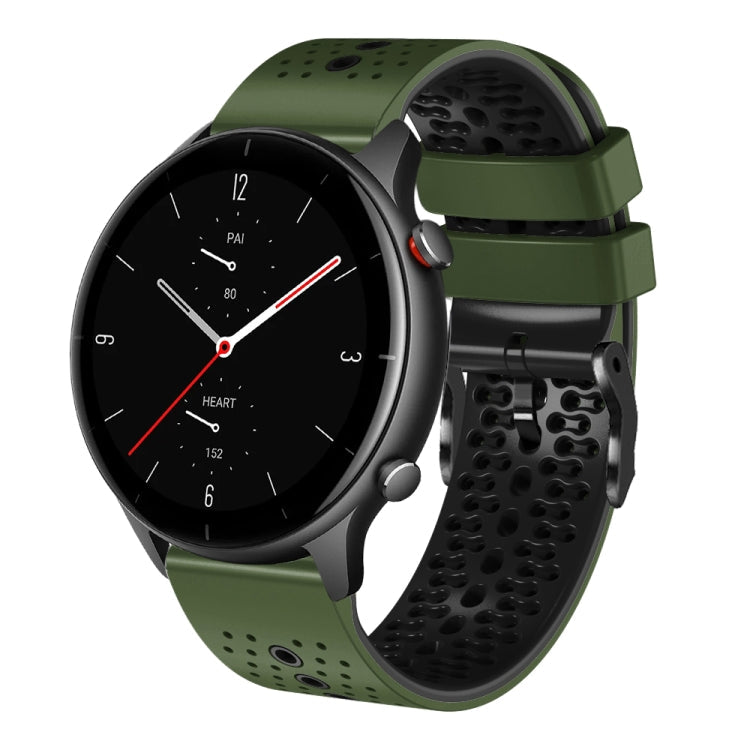 22mm Perforated Two-Color Silicone Watch Band, For Amazfit GTR 2e, For Amazfit GTR 2