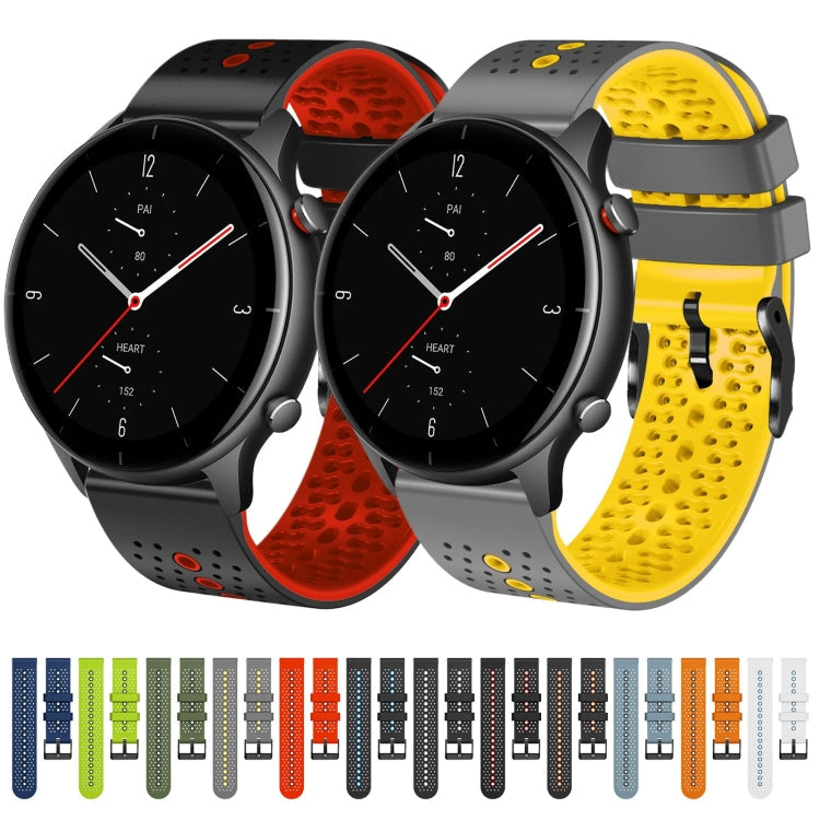 22mm Perforated Two-Color Silicone Watch Band, For Amazfit GTR 2e, For Amazfit GTR 2