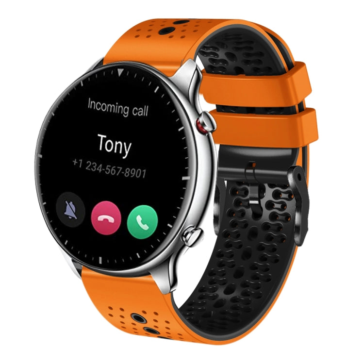 22mm Perforated Two-Color Silicone Watch Band, For Amazfit GTR 2e, For Amazfit GTR 2