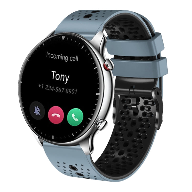 22mm Perforated Two-Color Silicone Watch Band, For Amazfit GTR 2e, For Amazfit GTR 2