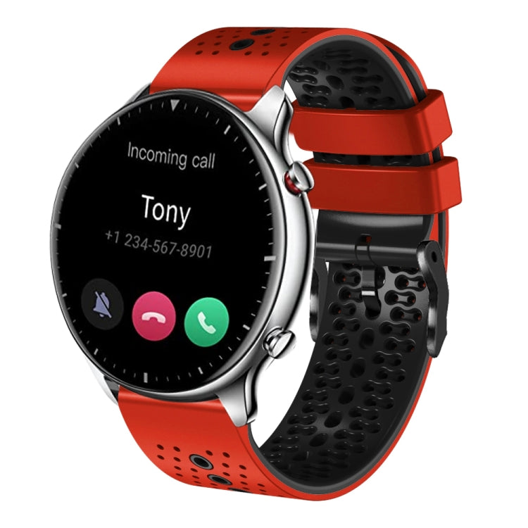 22mm Perforated Two-Color Silicone Watch Band, For Amazfit GTR 2e, For Amazfit GTR 2