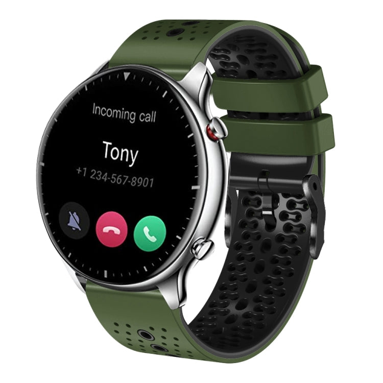 22mm Perforated Two-Color Silicone Watch Band, For Amazfit GTR 2e, For Amazfit GTR 2