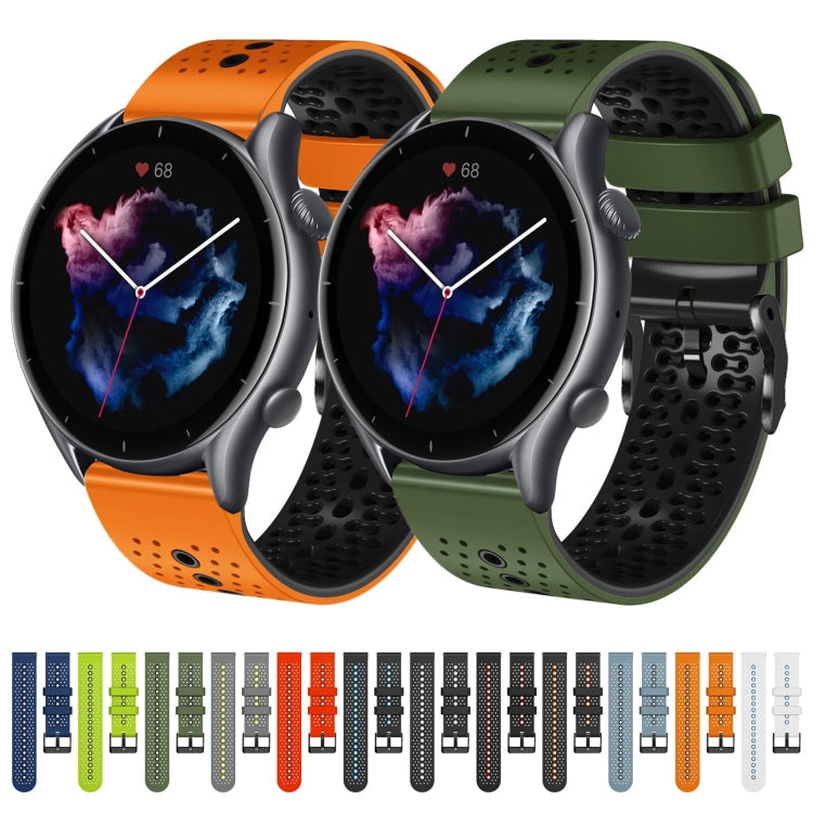 22mm Perforated Two-Color Silicone Watch Band, For Amazfit 3, For Amazfit GTR 47mm
