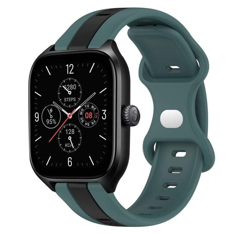 20mm Butterfly Buckle Two-Color Silicone Watch Band, For Amazfit GTS 4, For Amazfit GTS 3