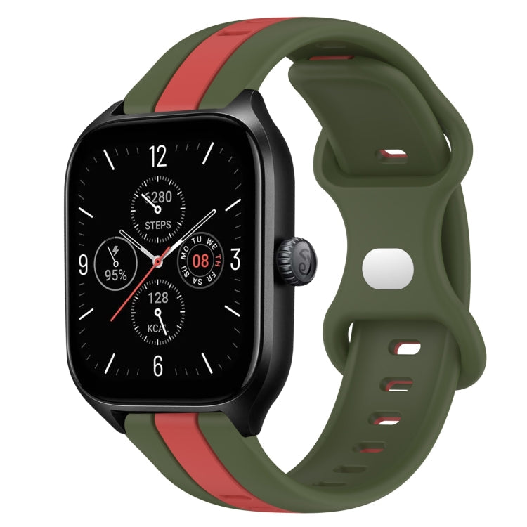 20mm Butterfly Buckle Two-Color Silicone Watch Band, For Amazfit GTS 4, For Amazfit GTS 3