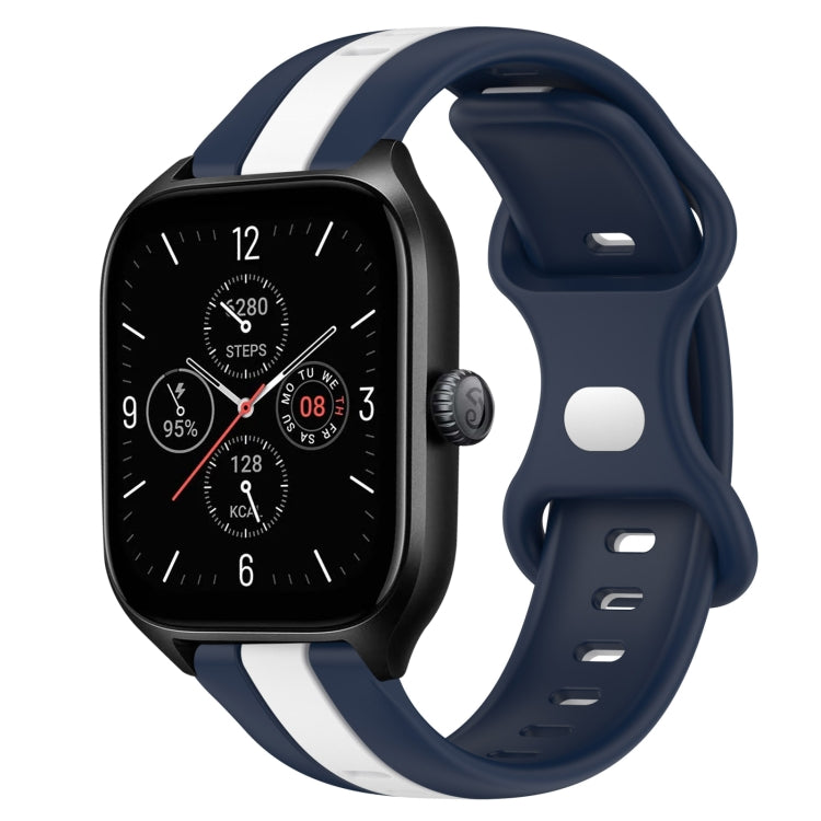 20mm Butterfly Buckle Two-Color Silicone Watch Band, For Amazfit GTS 4, For Amazfit GTS 3