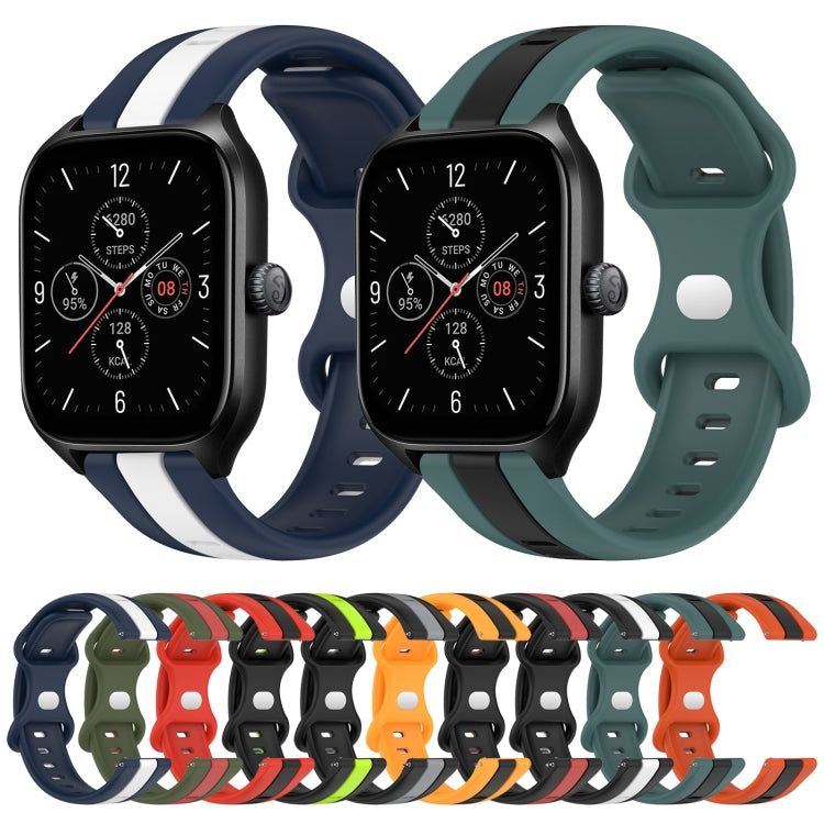 20mm Butterfly Buckle Two-Color Silicone Watch Band, For Amazfit GTS 4, For Amazfit GTS 3