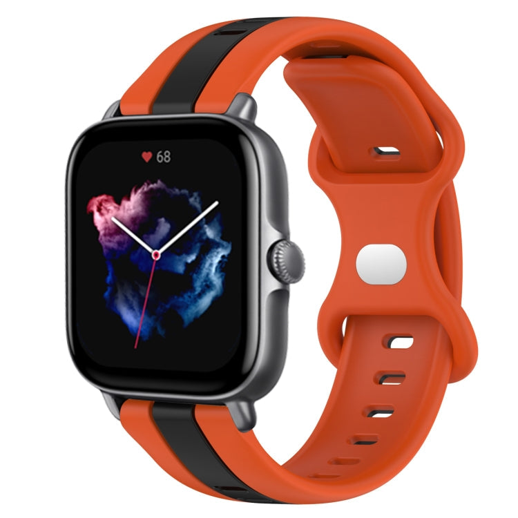 20mm Butterfly Buckle Two-Color Silicone Watch Band, For Amazfit GTS 4, For Amazfit GTS 3