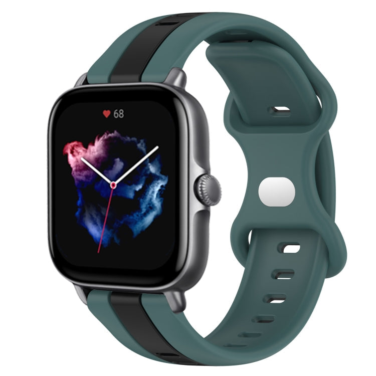 20mm Butterfly Buckle Two-Color Silicone Watch Band, For Amazfit GTS 4, For Amazfit GTS 3