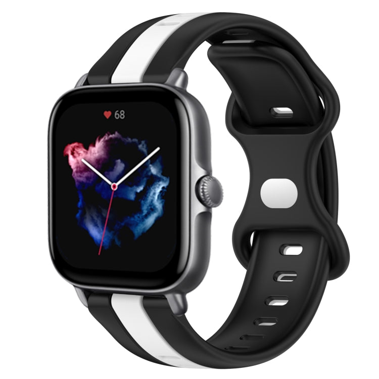 20mm Butterfly Buckle Two-Color Silicone Watch Band, For Amazfit GTS 4, For Amazfit GTS 3