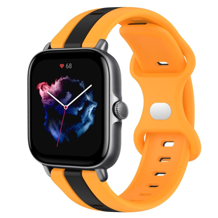 20mm Butterfly Buckle Two-Color Silicone Watch Band, For Amazfit GTS 4, For Amazfit GTS 3