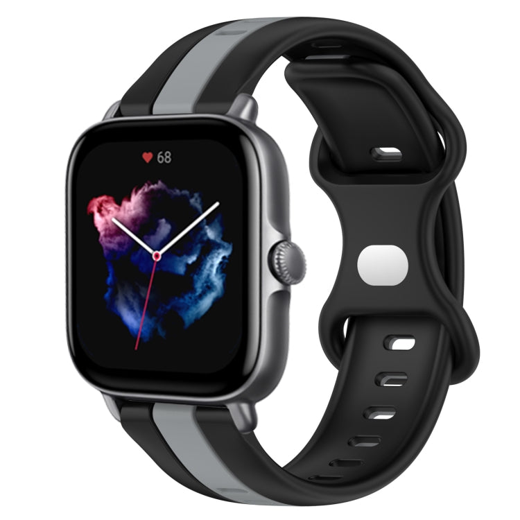 20mm Butterfly Buckle Two-Color Silicone Watch Band, For Amazfit GTS 4, For Amazfit GTS 3
