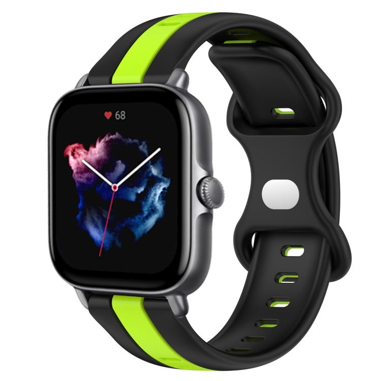 20mm Butterfly Buckle Two-Color Silicone Watch Band, For Amazfit GTS 4, For Amazfit GTS 3