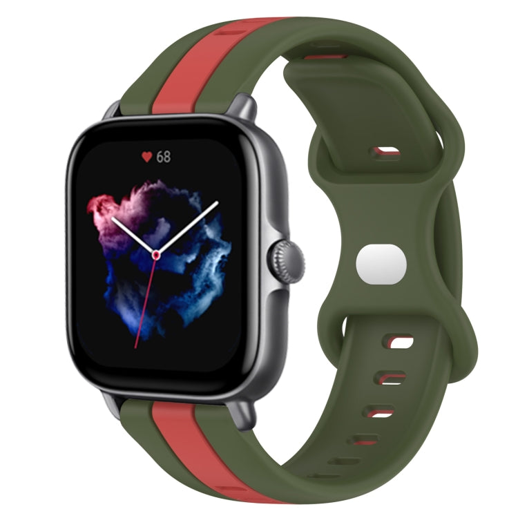 20mm Butterfly Buckle Two-Color Silicone Watch Band, For Amazfit GTS 4, For Amazfit GTS 3